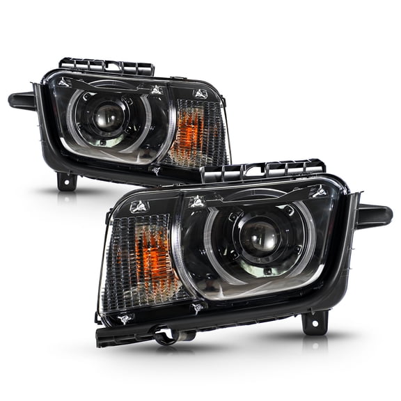 Upgrade Black Halogen Headlights For 2010-2013 Chevy Camaro w/ LED DRL Pair