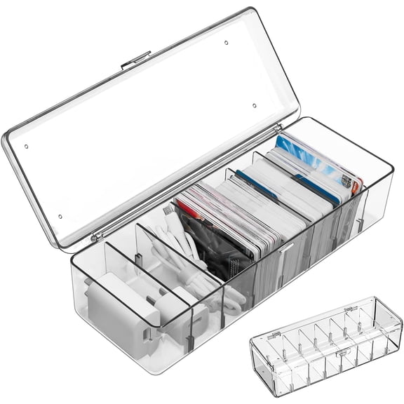 Upgrade Blank Playing Card Cases Clear Plastic Deck Box Holders for Game Cards & Mobile Phone Charging Cables(RL 1 PC)