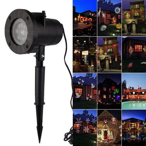 Upgrade Christmas Halloween Projector Lights, Waterproof Moving Patterns Landscape Lights with 16pcs Slide Patterns Bright Effects for Xmas Halloween Party Garden Decoration