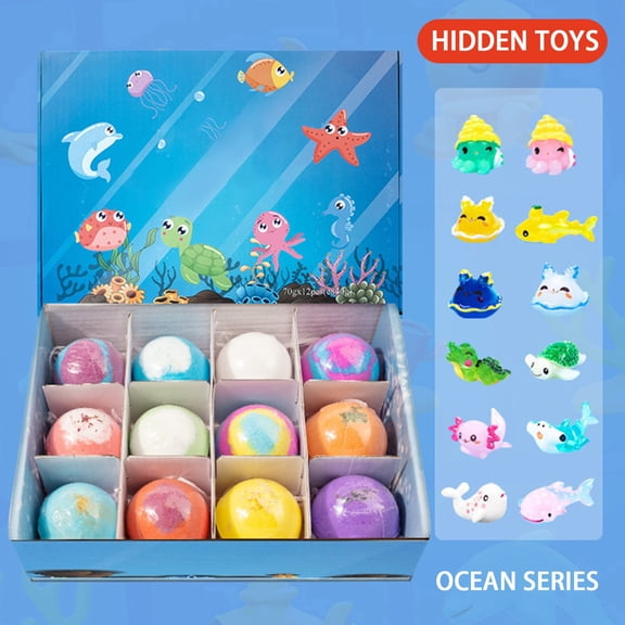 Upgrade Colorful Handmade Bath Bomb Set, 12 Pack with Hidden Surprise Figurines