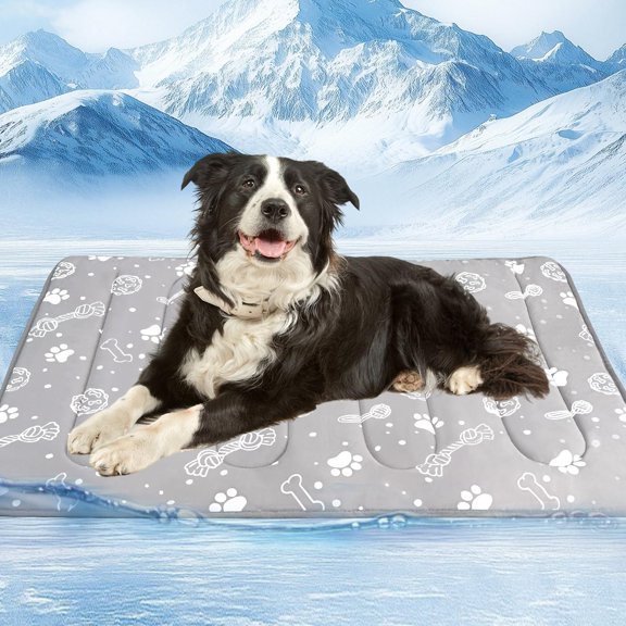 Upgrade Cooling Mat for Pets, 44”x32” Cool-Chill Fiber Reinforced Padding, Heat-Absorbing Color-Changing Pet Pad, Foldable/Washable Summer Bed