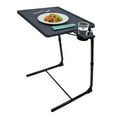thumbnail image 1 of Upgrade Deluxe - Portable Foldable Comfortable TV Tray Table - Laptop, Eating, Drawing Tray Table Stand - Adjustable Height & Angle Tray - Sliding Adjustable Cup Holder - Upgraded Stability - Black, 1 of 8