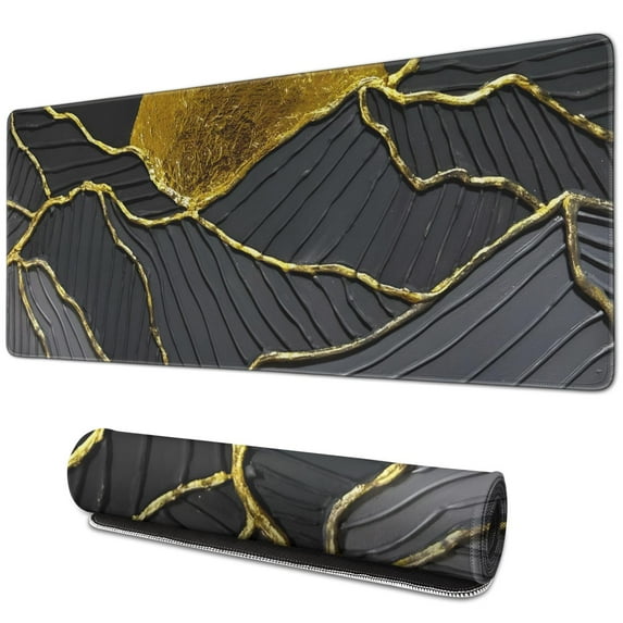 "Upgrade Your Desk Experience: Large, Non-Slip Rubber Base Desk Mat - Waterproof, Durable Seamed Edges. Perfect for Keyboards, Big XL Black Mousepad - 31.5x11.8 inch."