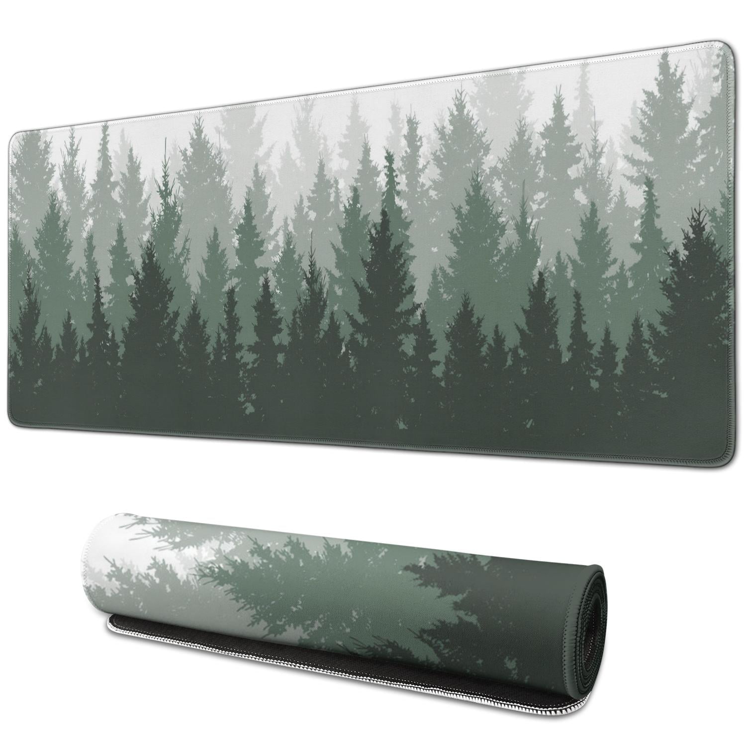 Upgrade Your Desk with Forest Pattern - XXL Mouse Mat, Large Extended Thin Pad with Non-Slip Base & Stitched Edges - for Gaming & Office (31.5 x 11.8inches)