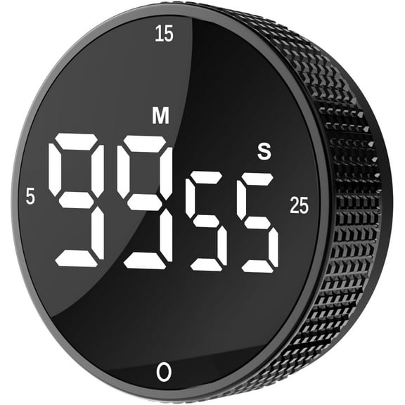 Upgrade Digital Kitchen Timer - Magnetic Countdown Countup Visual Pomodoro Timer with Large LED Display, 3-Preset Times (5, 15, 25), 3 Volume Levels, Ideal for Cooking, Baking and Fitness