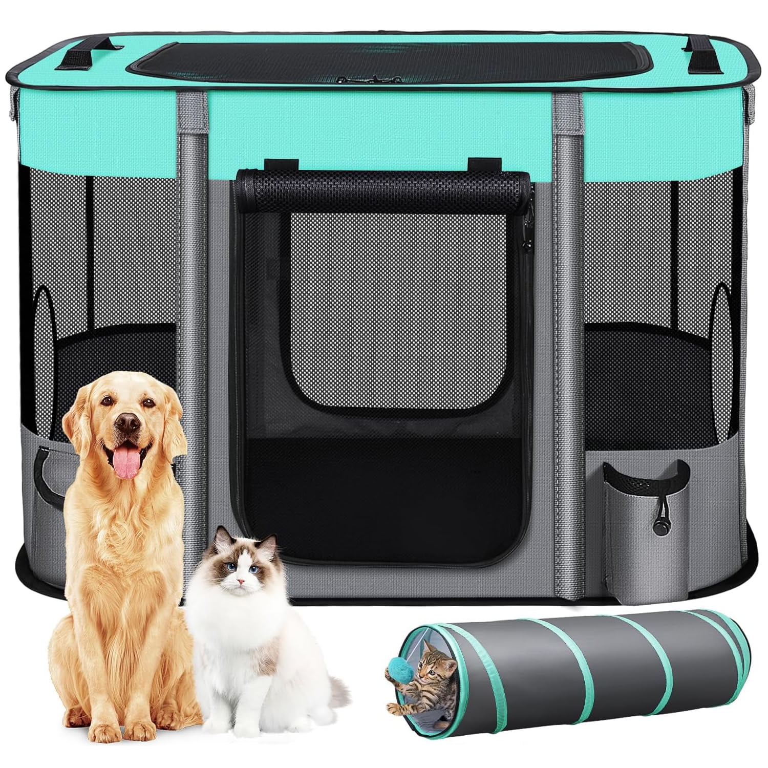 Upgrade Dog Playpen, Foldable Portable Soft Dog Cat Playpens, Waterproof Kennel Tent Crate with