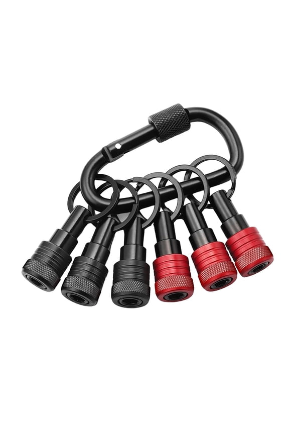 Upgrade Drill Bit Holder Key Chain 6pc, 1/4 Bit Holder for Impact Driver, for Screwdriver & Drill Bits