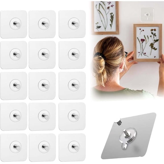 Upgrade Drill Free Adhesive Hooks, 2026 New Reusable Adhesive Wall Mount Screw Hooks, Picture Hangers Without Nails, Nail Free Wall Hangers for Wall Mount, Bathroom, Home, Kitchen, Office (6PCS)