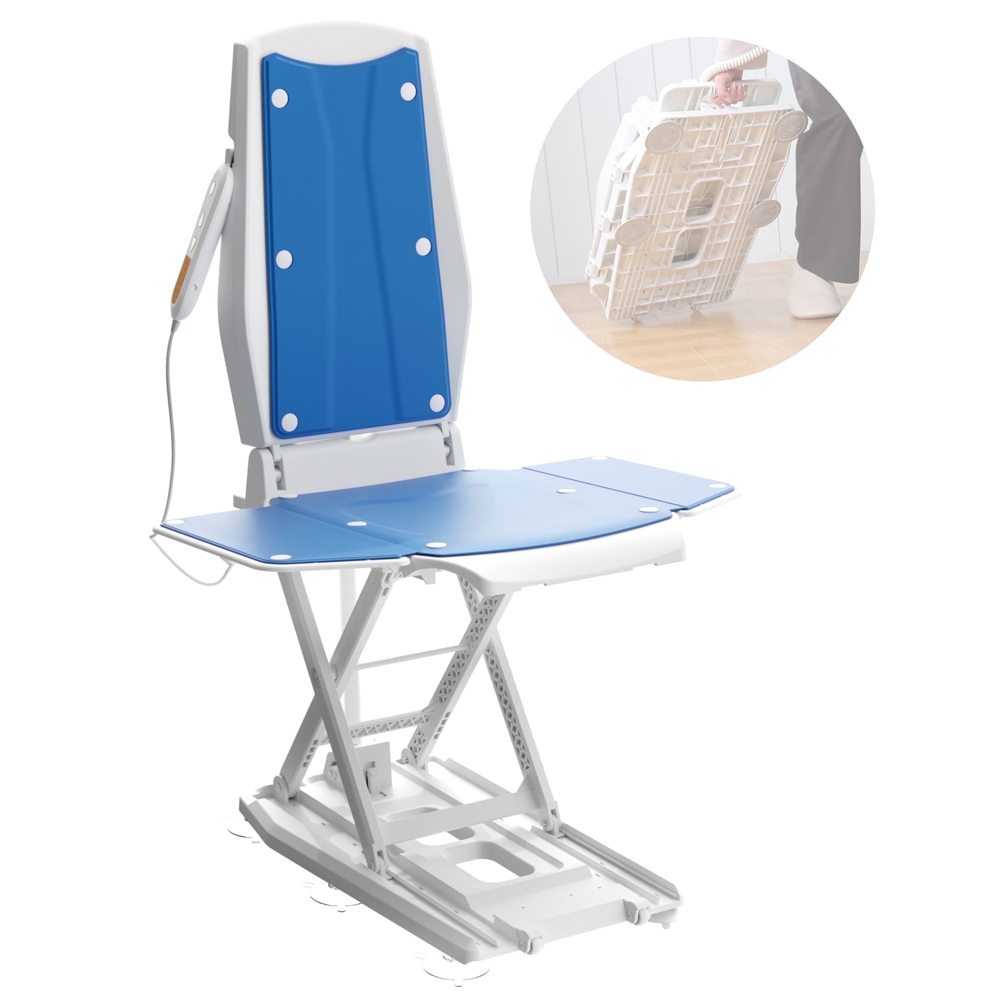 Upgrade Electric Chair Lift with Wheels, Get Up from Floor, Portable Lift Assist Devices for Elderly, Includes 2 Types of Suction Cups, Support Up to 300 LBS, No Assembly Required, AX10