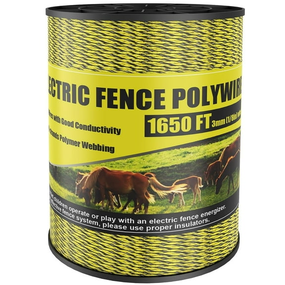 Upgrade Electric Fence Polywire 1650FT,500 Meters, 6 Stainless Steel Strands for Reliable Conductivity, Portable Electric Fencing, UV Resistant, Rust Resistant, Highly Conductive, Easy to Install