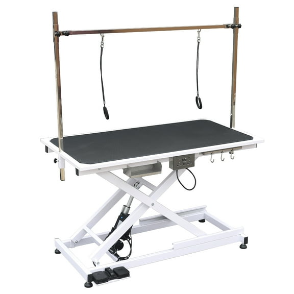 Upgrade Electric Pet Grooming Table Super Deluxe 50'' Heavy Duty Professional for Large Dogs with Overhead Arm, Anti-Skid Rubber Desktop Powerful Motor and Adjustable Height