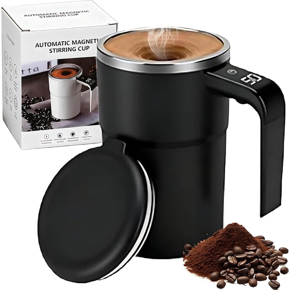 Upgrade Electric Self Stirring Mug with LCD Temperature Display, Rechargeable Mixing Cup, High Speed Automatic Self Stirring Coffee Mug for Coffee, Milk, Black
