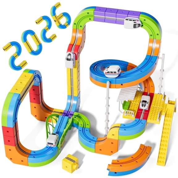 KNMDU 113-Piece Electric Train Set, ABS Gravity-Defying 3D Infinity Building Block Track Toy for Kids Ages 3-8