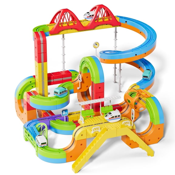 KNMDU 172-Piece Magnetic Electric Train Set, 3D Infinity Building Block Track Train Toy, Gift for Kids Ages 4-8