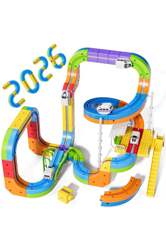 113-Piece Electric Train Set, ABS Gravity-Defying 3D Infinity Building Block Track Toy for Kids Ages 3-8