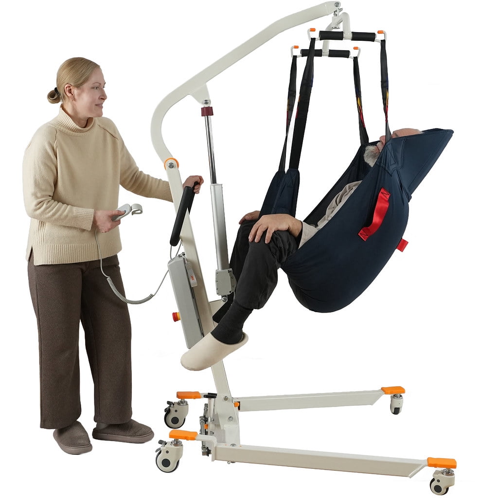 VOCIC Electric Patient Transfer Lift, Hydraulic Body Lift for Elderly, Foldable, Home Care, 440LBS