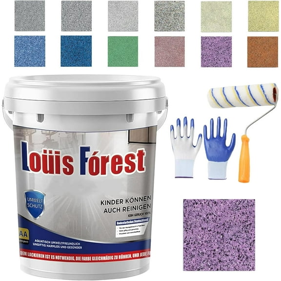 Upgrade Epoxy Coloured Sand Floor Paint, Epoxy Floor Paint for concrete, High Gloss Marble Effect Epoxy Floors Coating Self Leveling for Basement, Wood Floors, Garage, Outdoor (0.5kg Purple)