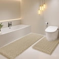 thumbnail image 1 of HAKUNA Upgrade Extra Large Beige Bathroom Rug Set 2 Pieces U Shape 24"x20"+48"x20" Ultra Soft, Thick Absorbent Bath Mats, Non Slip Chenille Toilet Mat for Bathroom, Bedroom, Kitchen, 1 of 7
