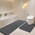 thumbnail image 1 of HAKUNA Upgrade Extra Large Grey Bathroom Rug Set 2 Pieces U Shape 24"x20"+48"x20" Ultra Soft, Thick Absorbent Bath Mats, Non Slip Chenille Toilet Mat for Bathroom, Bedroom, Kitchen, 1 of 7