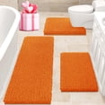 thumbnail image 1 of HAKUNA Upgrade Extra Large Haze Blue Bathroom Rug Set 3 Pieces Ultra Soft, Thick Absorbent Bath Mats, Non Slip Chenille Toilet Mat for Bathroom, Bedroom, Kitchen, Orange, 1 of 7