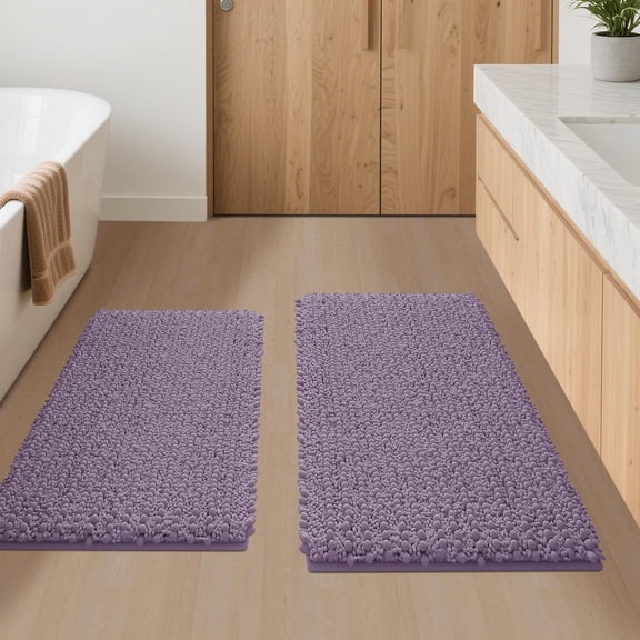HAKUNA Upgrade Extra Large Lavender Bathroom Rug Set 2 Pieces 32"x20"+24"x17" Ultra Soft, Thick Absorbent Bath Mats, Non Slip Chenille Toilet Mat for Bathroom, Bedroom, Kitchen