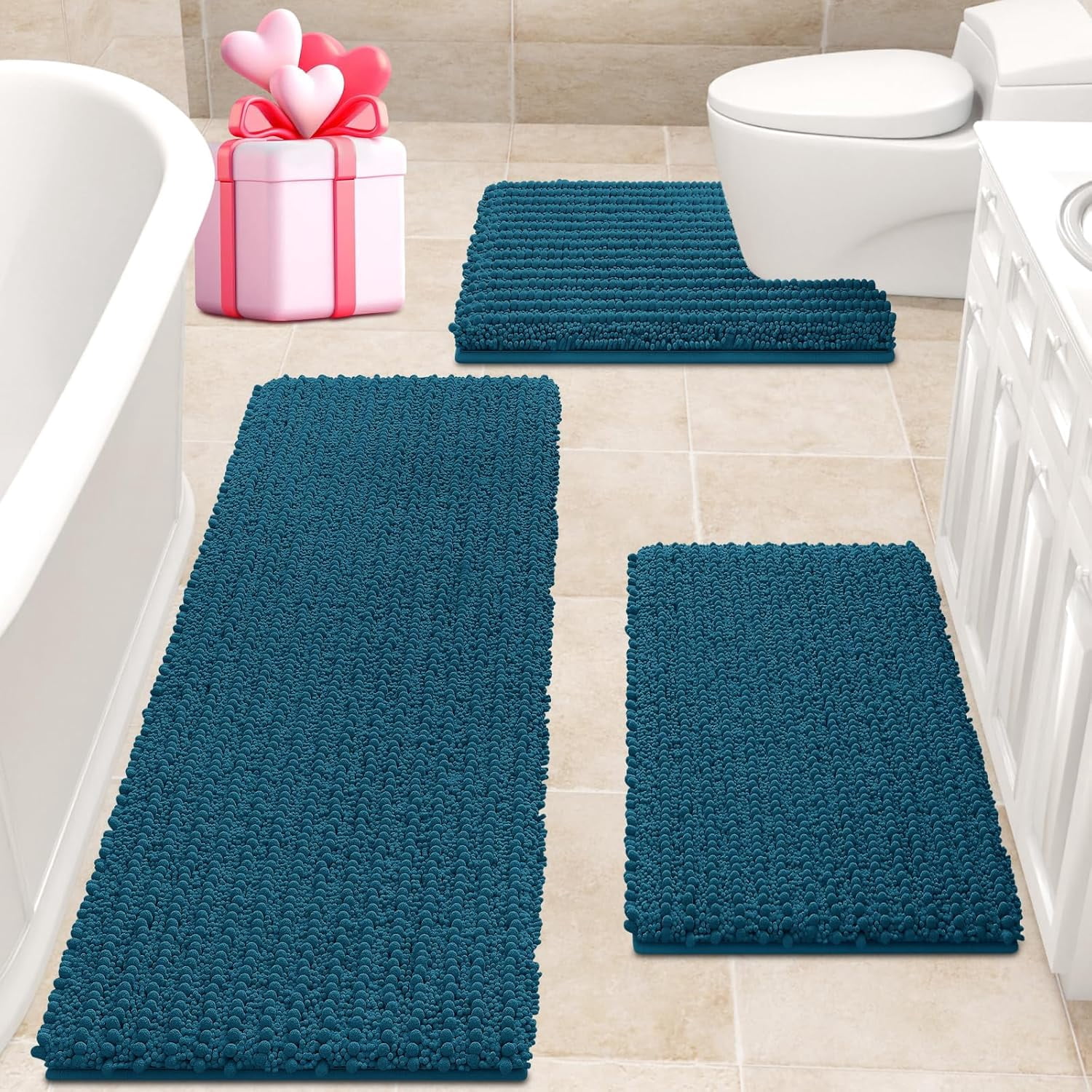 Teal Bathroom Rug Setnull