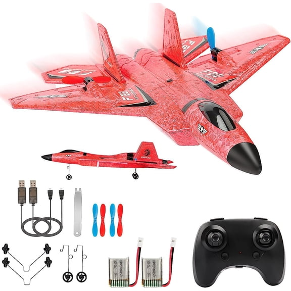 Upgrade F-22 Raptor Fighter RC Airplane 2.4GHz Remote Control with 6-axis Gyro Stabilizer RTF Easy to Fly Outdoor Toy Jet Aircraft Glider for Beginners