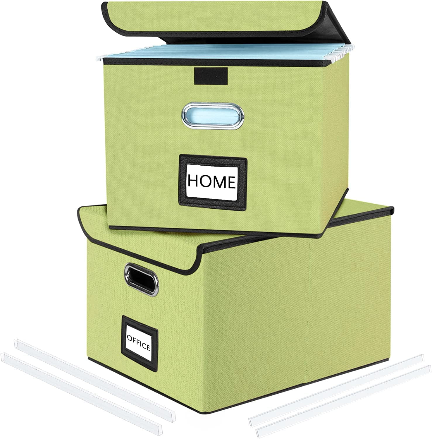 Decorative File Storage Organizer Box with Lid, Portable