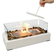 Table Fireplace for Indoor and Outdoor Use, Table Fire Pit Upgrade Fireplace with 4-Sided Glass, Campfire Cosy Atmosphere, Gift for Christmas