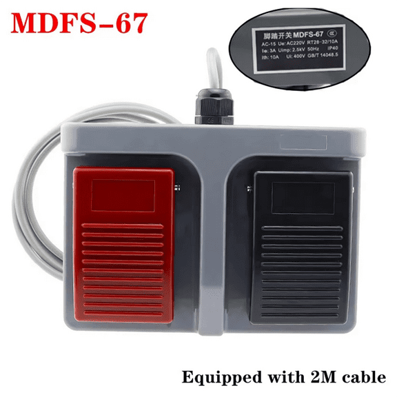Upgrade Foot Switch MDFS-67 Dual Foot Switch, with 10A/220V AC Wire Self Resetting Forging and Textile A,1 x Foot Switch