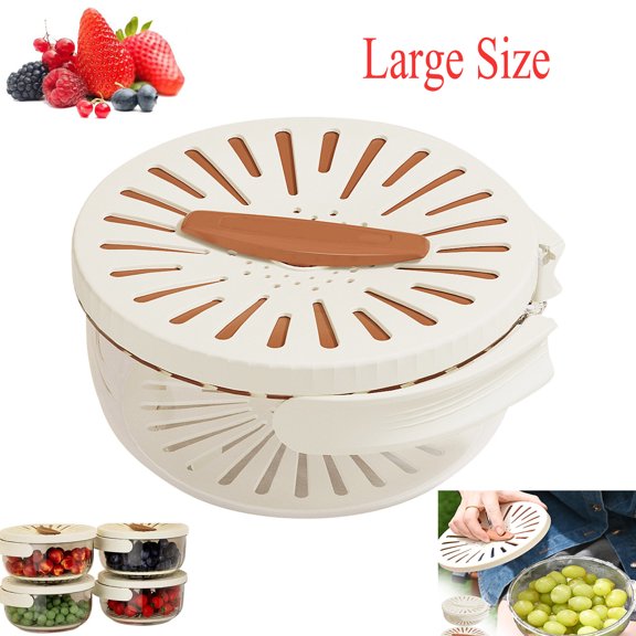 Upgrade Fruit Washing Bowl with Strainer,Multifunctional Fruit and Vegetable Washing Bowl,2025 New Fruit Drainer Container with Handle 2 In 1 Draining and Preservation Basket with Lid
