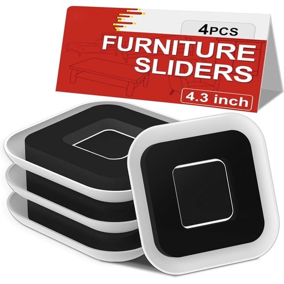 Upgrade Furniture Sliders, Furniture Sliders for Carpets, 4 PCS 4.3" Moving Pads with Anti-Slip Groove, Furniture Moving Sliders for Easy Move Bed Couch Tables Cabinet Heavy Duty, Protect Carpets