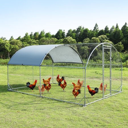 Upgrade Galvanized Metal Large Chicken Coop with Waterproof Cover 9.2 ft. W x 12.5 ft. L x 6.5 ft. H