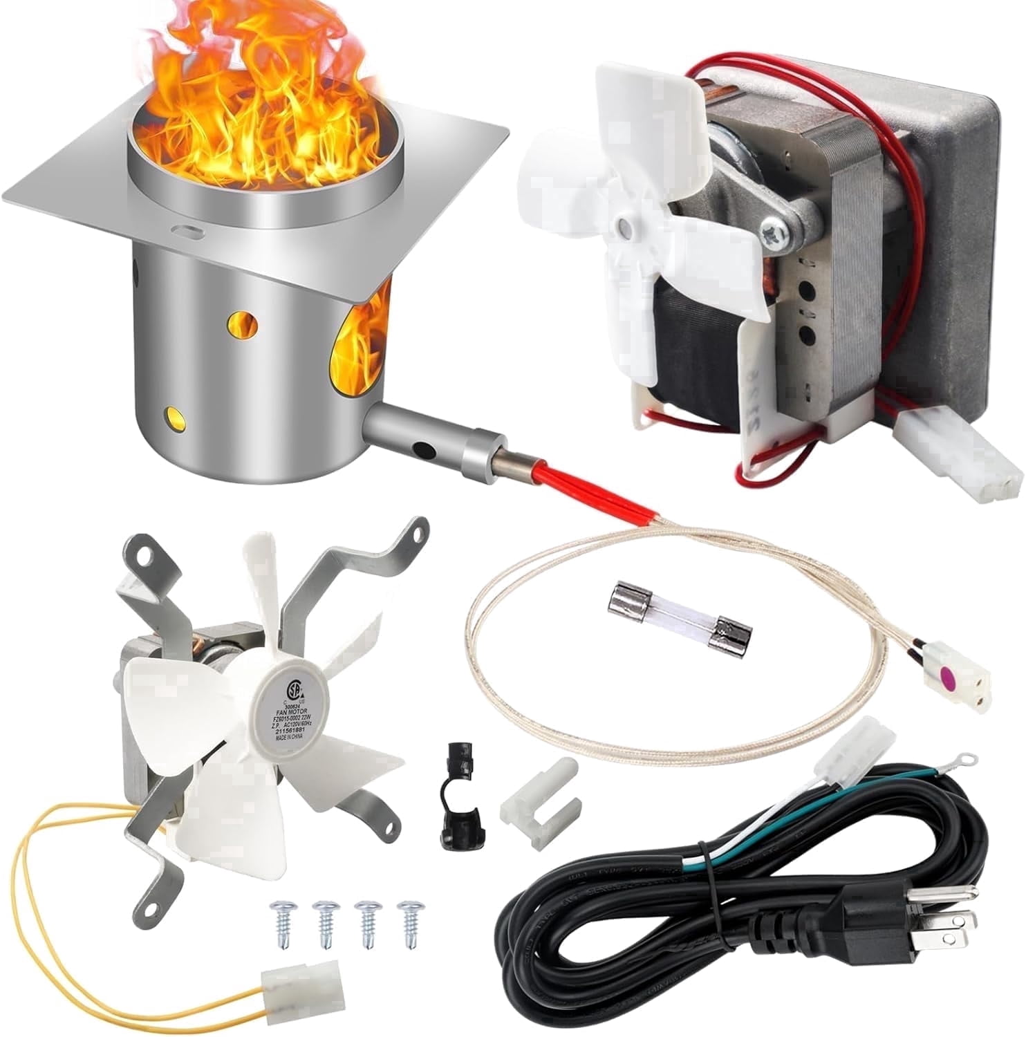 Auger Motor, Induction Fan Kit, Fire Burn Pot and Hot Rod Ignitor for Traeger and Pit Boss Wood Pellet Grill Parts Replacement