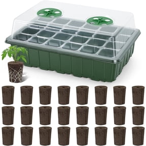 Upgrade Grow Sponges with Tray, 24 Pack Seed Starter Pods & Plugs for Cuttings, Hydroponic Starting, Plant Herbs Vegetables Flowers, Easy Transplant Rooter