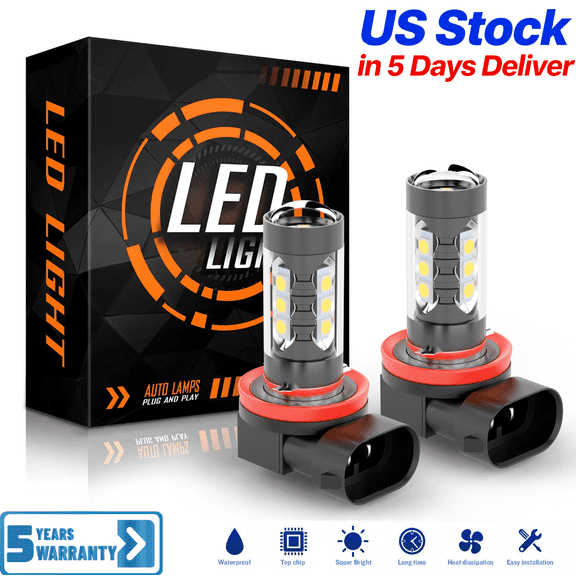 Upgrade H11/H8/H9 LED Fog Light Bulb, 3000K Amber Yellow Xtreme Super Bright, 1:1 Halogen Size Plug-n-Play, Canbus Ready, 360° Full Illumination(Pack of 2)