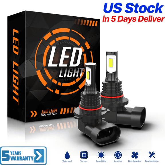 Upgrade HB4/9006 LED Fog Light Bulb for Fog Lamp, 6500K White, 6X 1800LM Super Brightness Fog Light Bulb, 1:1 Size No Adapter Needed Plug-n-Play, Canbus Ready, Pack of 2