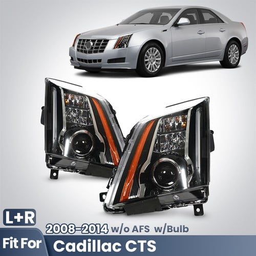 Upgrade Halogen Headlight For 2008-2014 Cadillac CTS w/o AFS w/Bulb Left+Right