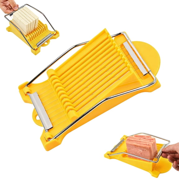 Upgrade Hand Luncheon Meat Slicer,Manual Egg Cutter,Multi-Purpose Kitchen Tool for,Cheese Bananas, Avocados,Vegetables Dishwasher Safe, Rust-Resistant (yellow, 10-Wire)