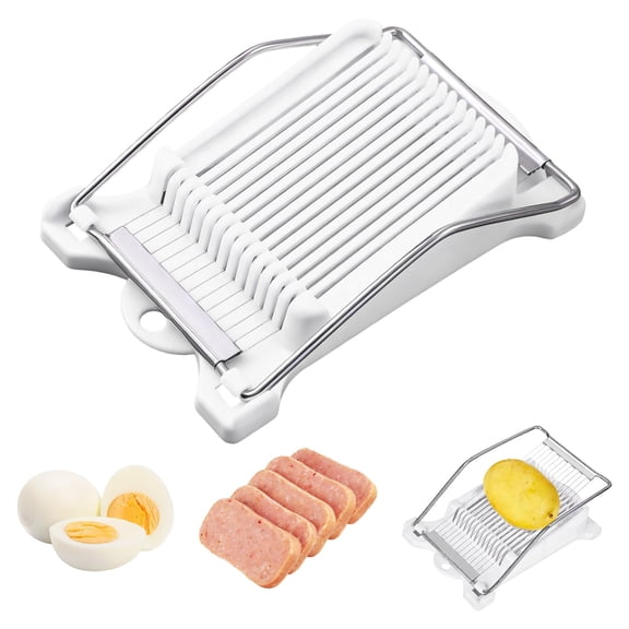 Upgrade Hand Luncheon Meat Slicer,Manual Egg Cutter,Multi-Purpose Kitchen Tool for,Cheese Bananas, Avocados,Vegetables Dishwasher Safe, Rust-Resistant (white, 14-Wire)