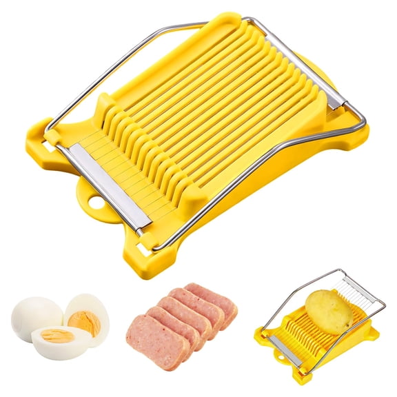 Upgrade Hand Luncheon Meat Slicer,Manual Egg Cutter,Multi-Purpose Kitchen Tool for,Cheese Bananas, Avocados,Vegetables Dishwasher Safe, Rust-Resistant (yellow, 10-Wire)