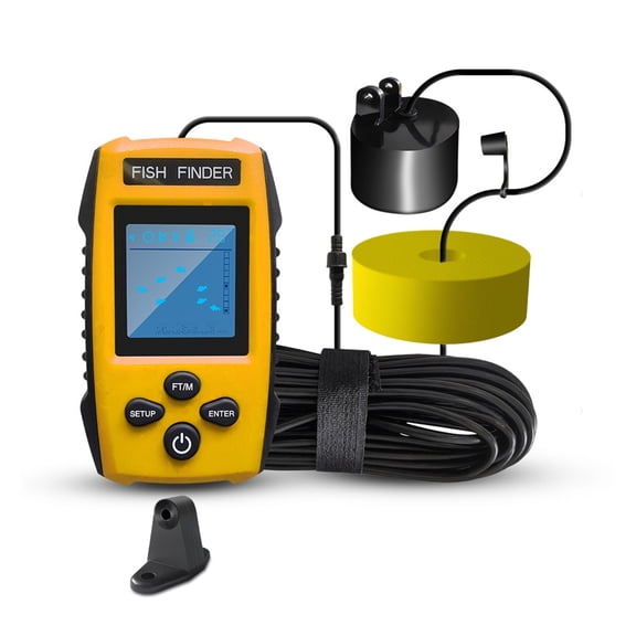 Upgrade Handheld Fish Depth Finder Ice Boat Fishing Fish Detector Device Sonar Sensor Transducer ,Clear Depth Display