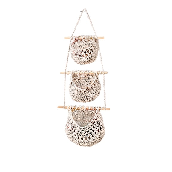 Upgrade Hanging Fruit Baskets 3 Tier Door Storage Boxes Hand Woven Jute Wall Baskets For Decorating And Storing In Kitchen Living Room Bathroom Bedroom