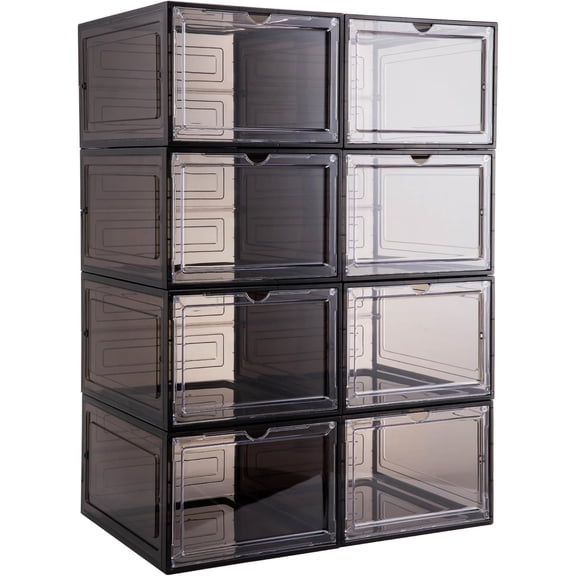 Upgrade Harder Solid Plastic Hat Organizer for Baseball Caps, 8 Pack Stackable Hat Storage Box with Clear Magnetic Door, Hat Rack(XL-Black)