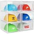 Upgrade Harder Solid Plastic Hat Organizer Box 6 Boxes for 40 Pack