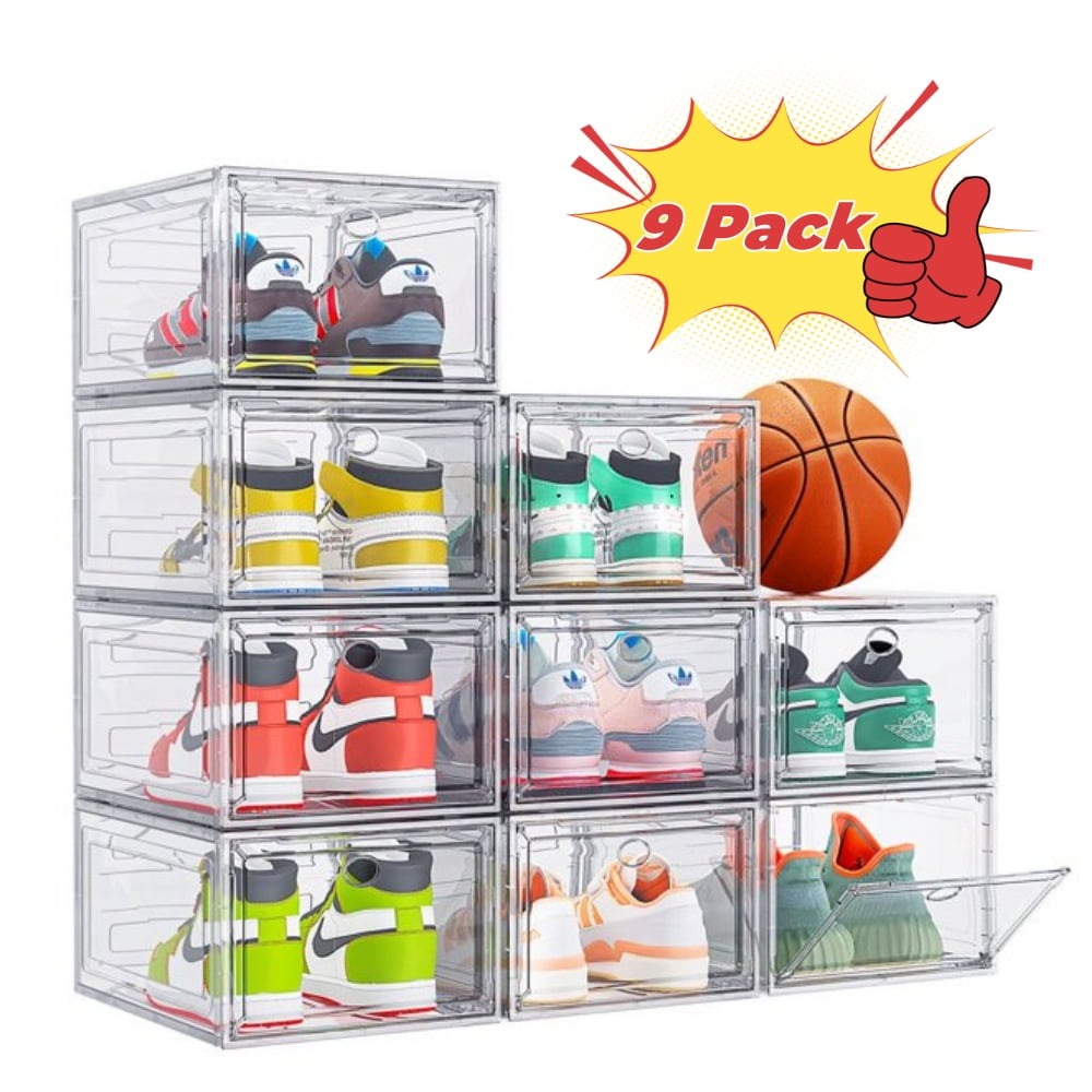 OKENTEN Upgrade Harder Stackable Shoe Boxes with Magnetic Front Door ...