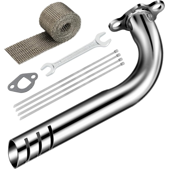 Upgrade Header Exhaust Pipe Kit for Predator 212cc 196cc Coleman Mini Bike CT200U BT200X B200R KT196 Go Kart 6.5HP GX160 GX200 Clone Engine Baja Warrior MB165 Massimo MB200 Performance Parts
