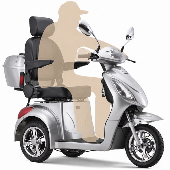 Upgrade Heavy Duty 3 Wheel Mobility Scooter for Seniors & Adults 500lbs Capacity,Electric Powered Wheelchair Device for Travel,800W All Terrain Mobility Scooter,31 Miles Range,7-15 Mph(Silver)