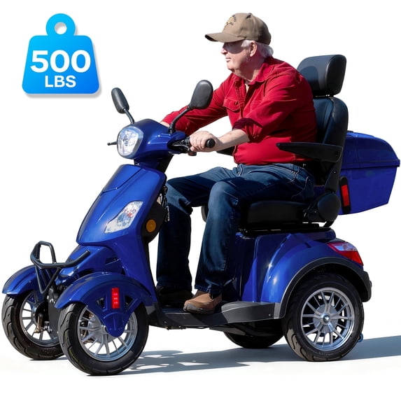 Upgrade Heavy Duty 4 Wheel Mobility Scooters for Seniors & Adults 500lbs Capacity,Arshin 800W All Terrain Fast Mobility Scooter for Travel,Electric Powered Chair,25 Miles Rang,Remote Key(Blue)