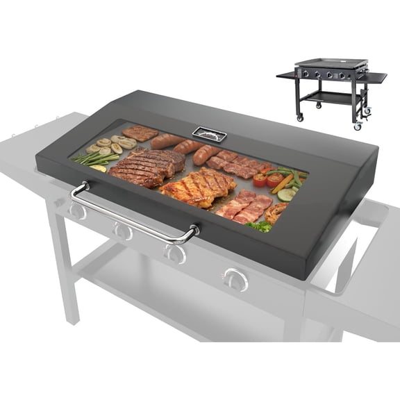 Upgrade Hinged Lid for Blackstone 36 inch Omnivore Griddle, 5856 Visualized Glass Hard Hinged Cover w/Thermometer for Blackstone 36" Omnivore 1554 2210 2322 2310 1825 Flat Top Griddle Accessories